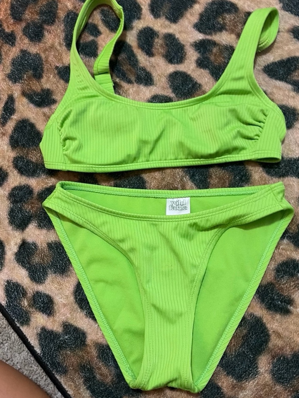 wild fable Bright Lime Ribbed Bikini Set - Picture 1 of 3